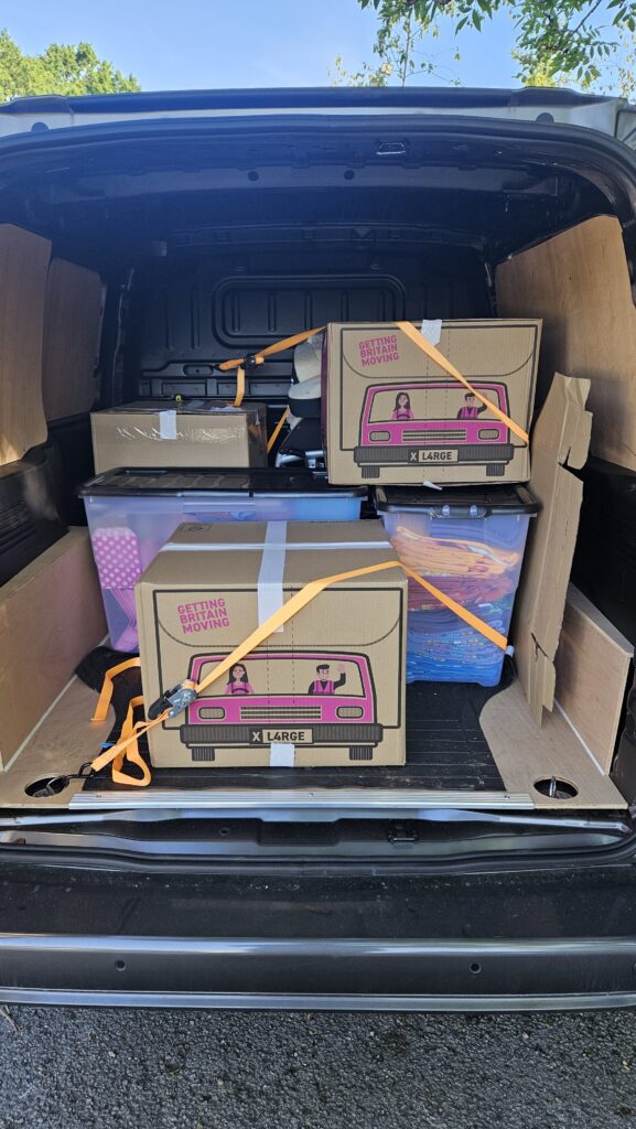 Boxes being transported to an exhibition by CamTro Transport