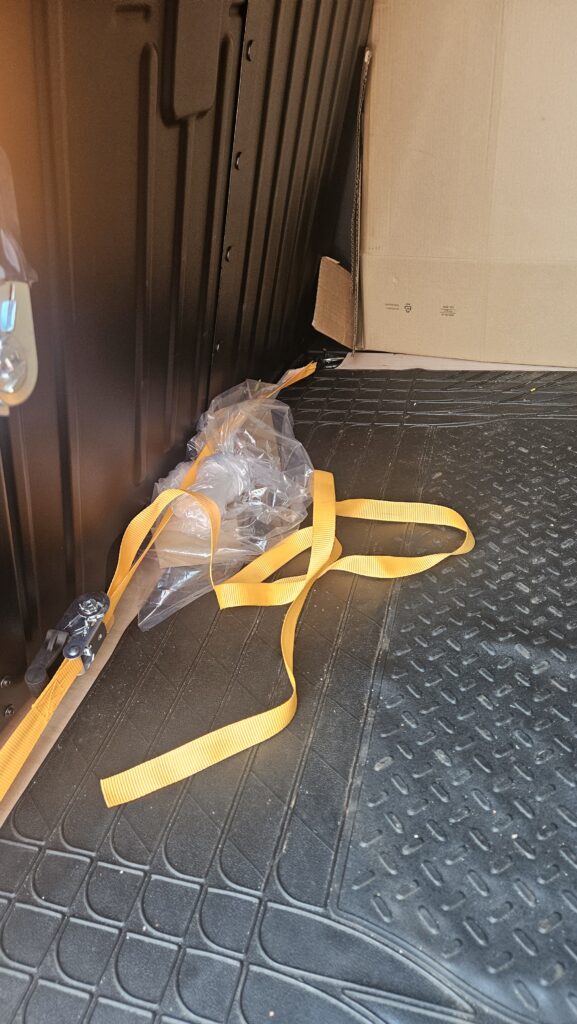 Item loaded into the CamTro Transport van for same-day delivery