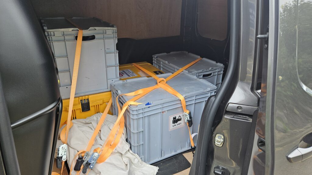 Delivery items packed securely in the van ahead of a same-day drop-off
